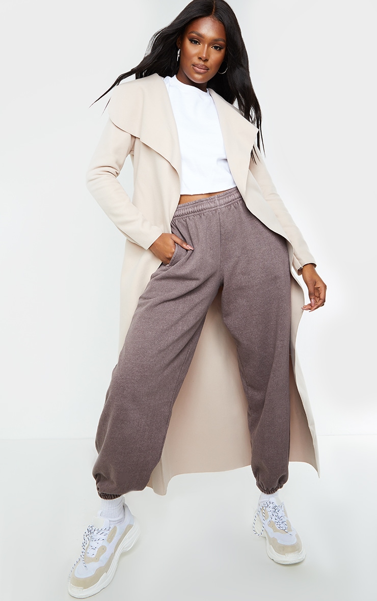 Tall Stone Maxi Length Oversized Waterfall Belted Coat
