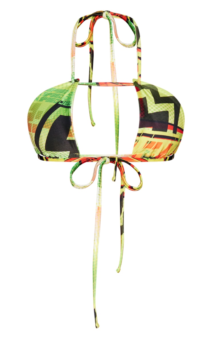 Shape Green Printed Halterneck Bikini Top image 5