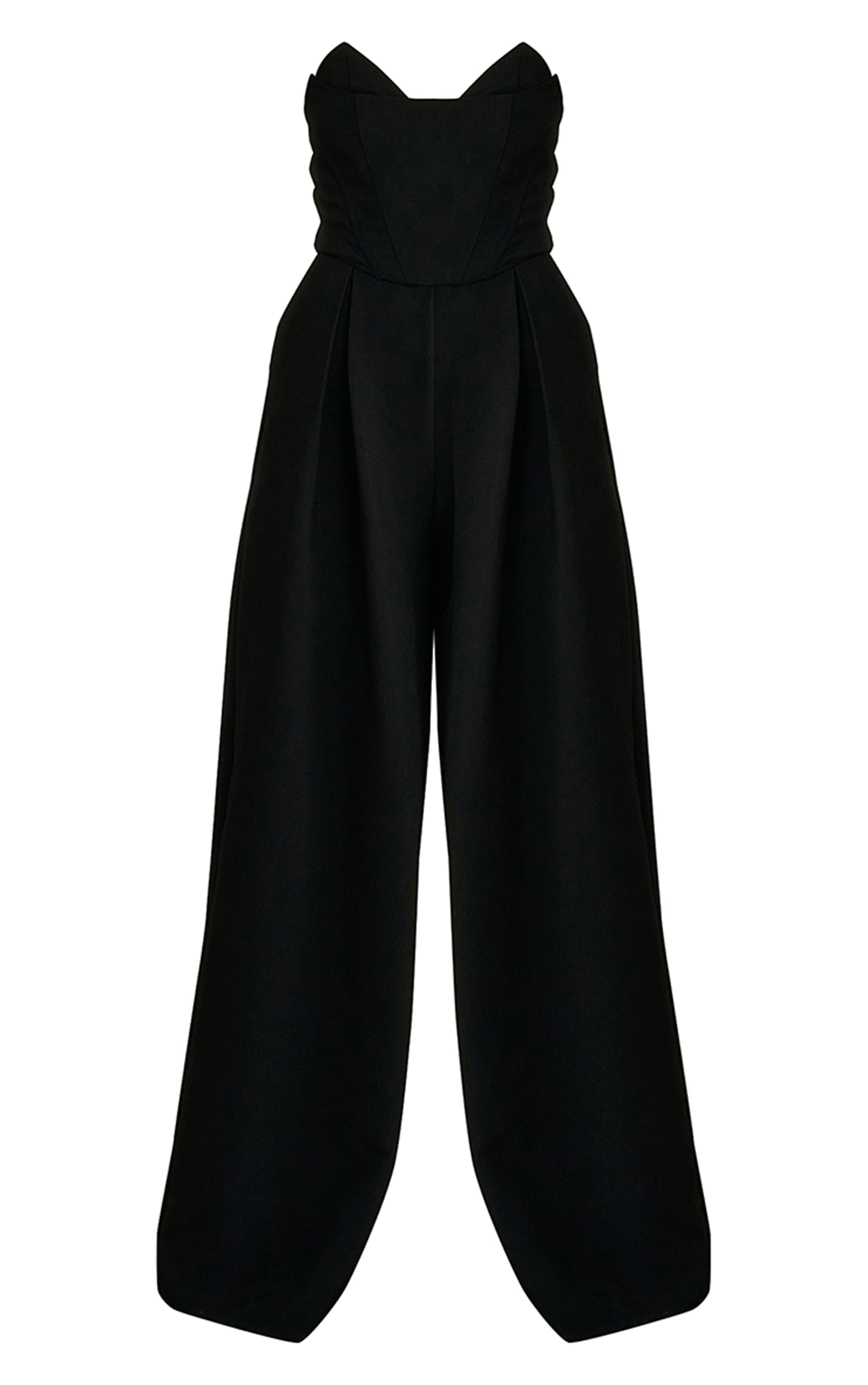 PLT Label Black Corset Bust Detail Wide Leg Tailored Jumpsuit image 5