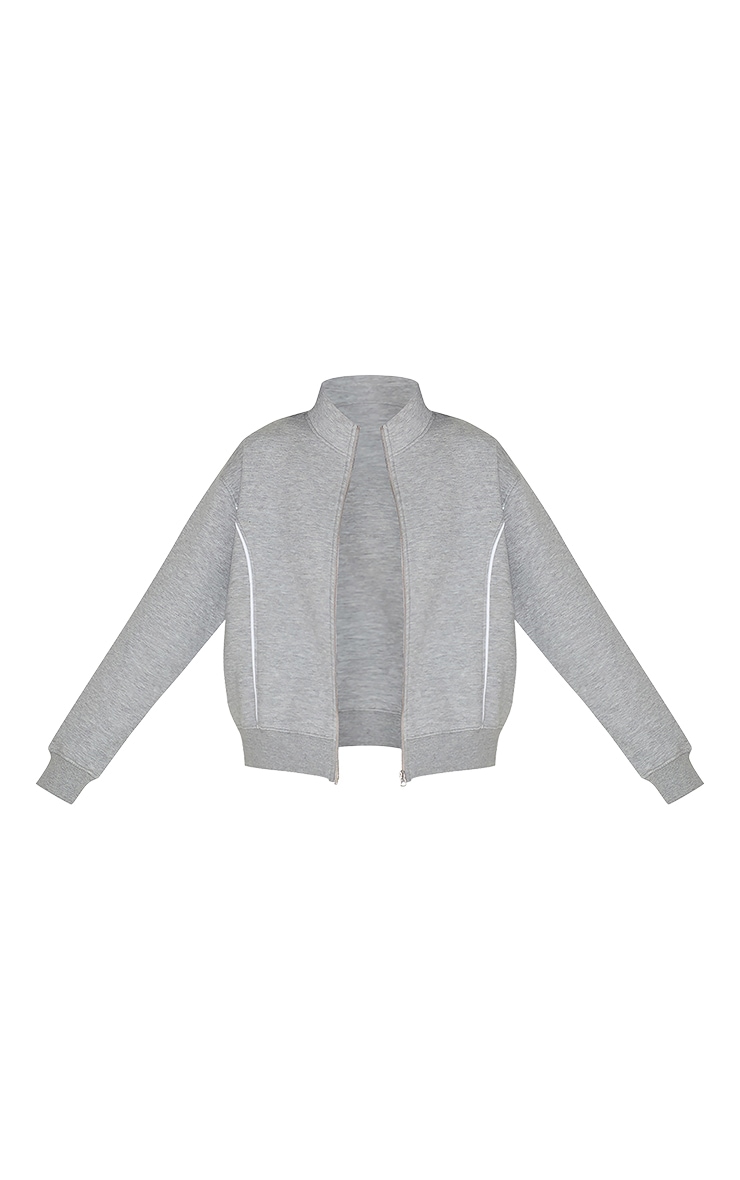 Sweat gris cendré à lisérés contrastants et zip image 5