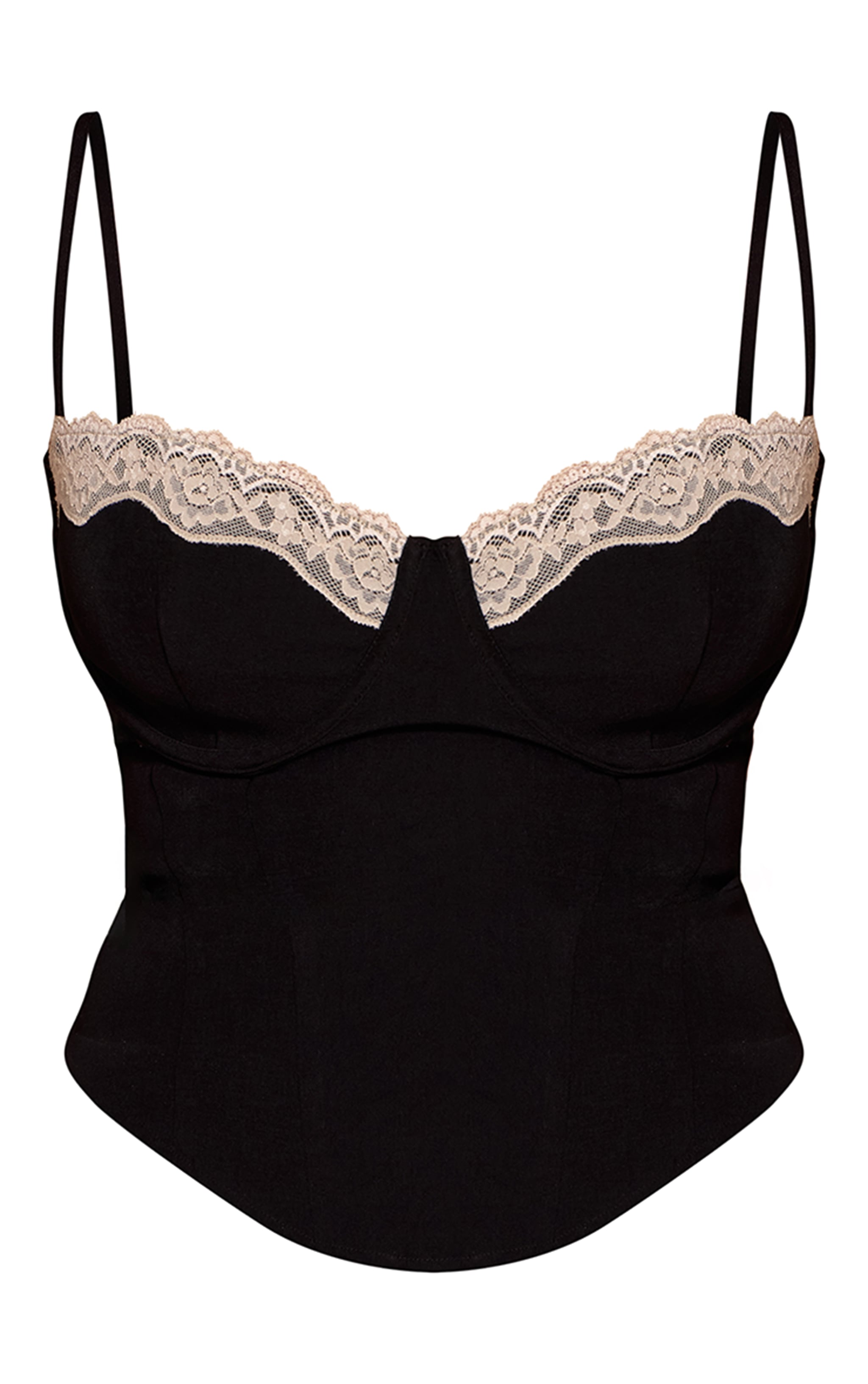 Shape Black Lace Trim Lace Up Back Corset Top  image 5