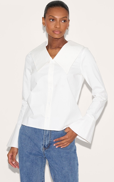 Chemise blanche à col replié large