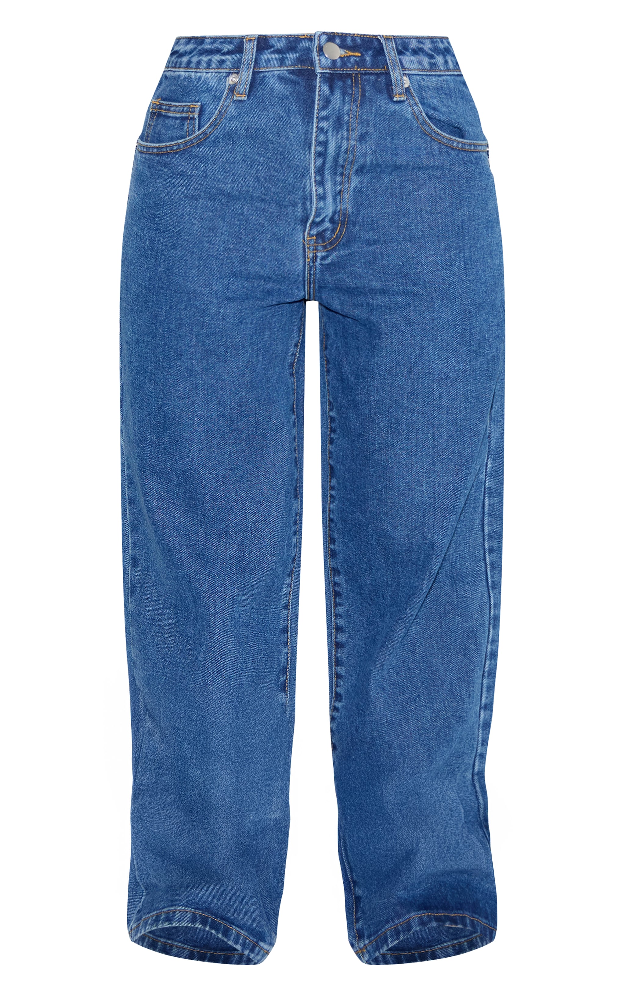 Petite Mid Blue Wash Straight Leg Mid Rise Jean image 5