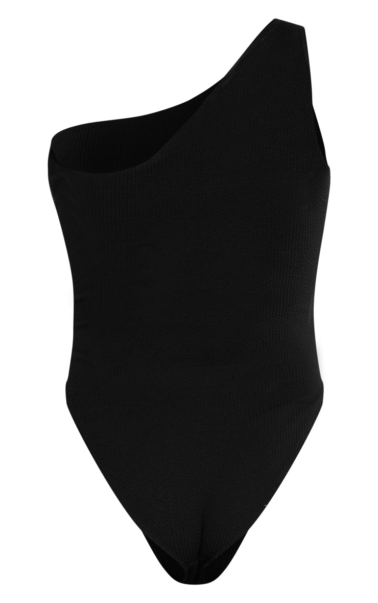 Maternity Black One Shoulder Crinkle Swimsuit | Maternity