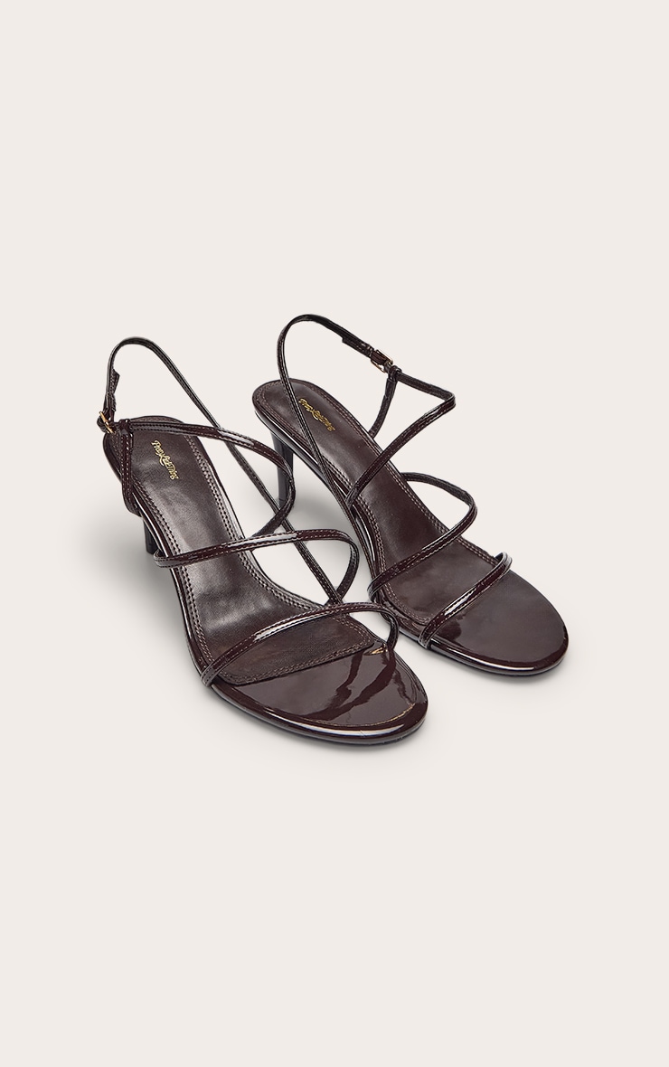 Chocolate Patent Strappy Round Toe Heeled Sandal image 3