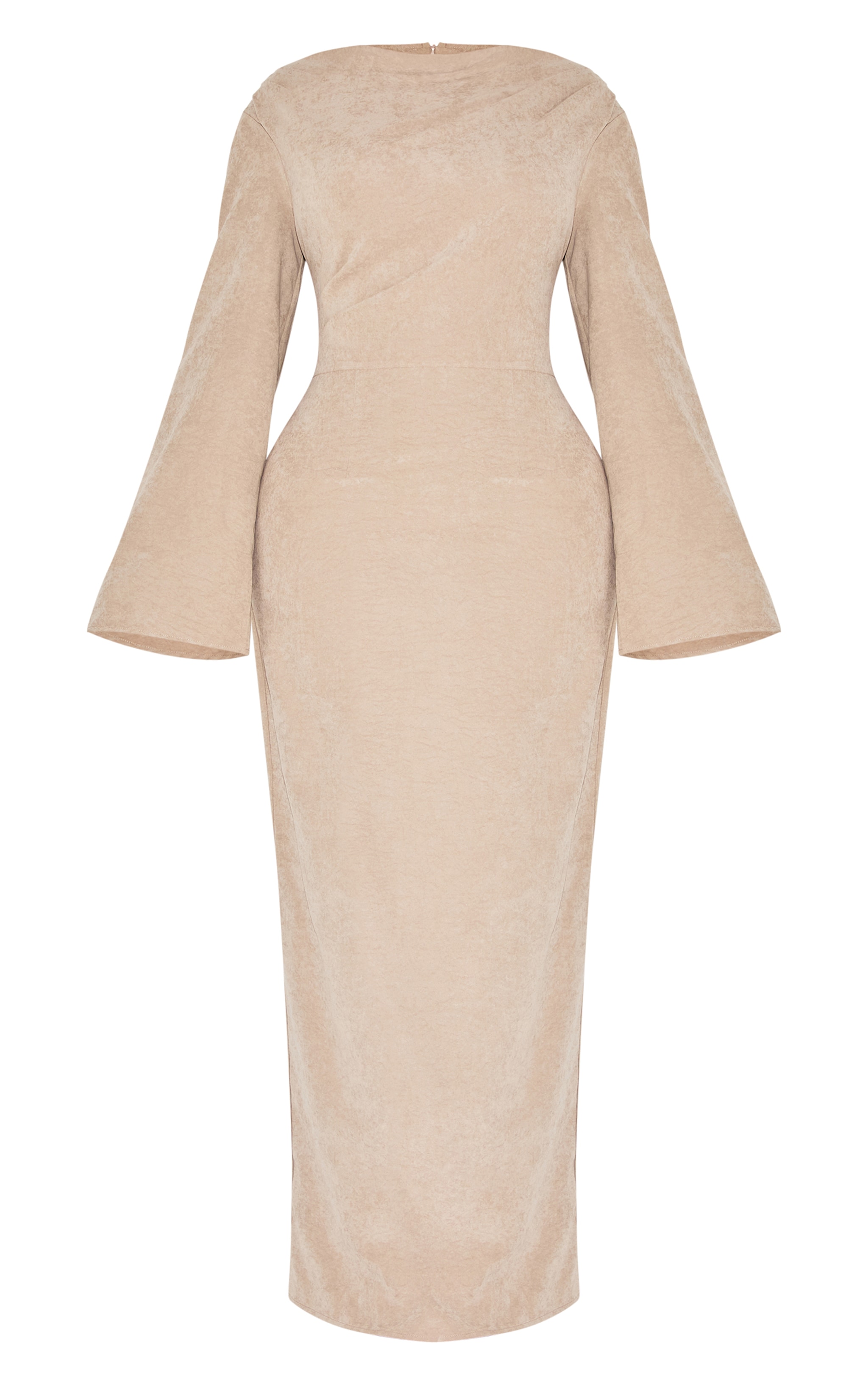 Shape Stone Peach Skin Boat Neck Flare Sleeve Fishtail Maxi Dress image 5