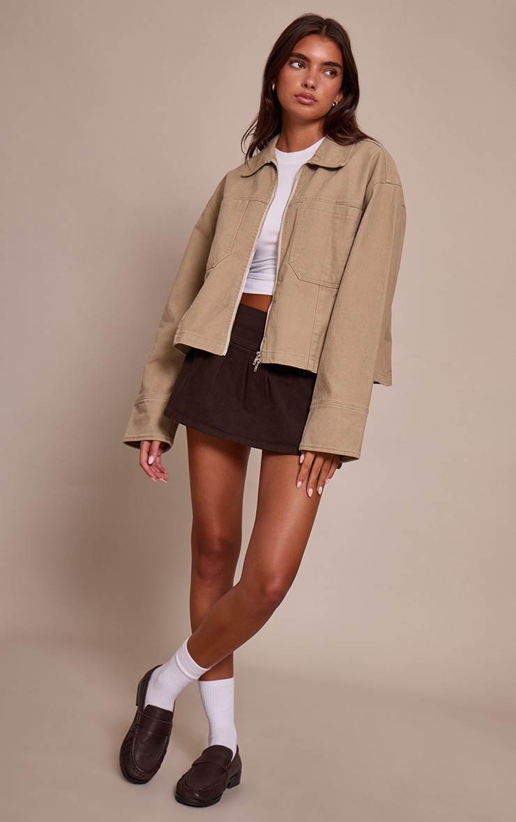 Stone Zip Up Denim Jacket image 3