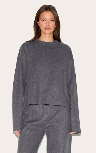 Sweat côtelé doux gris anthracite