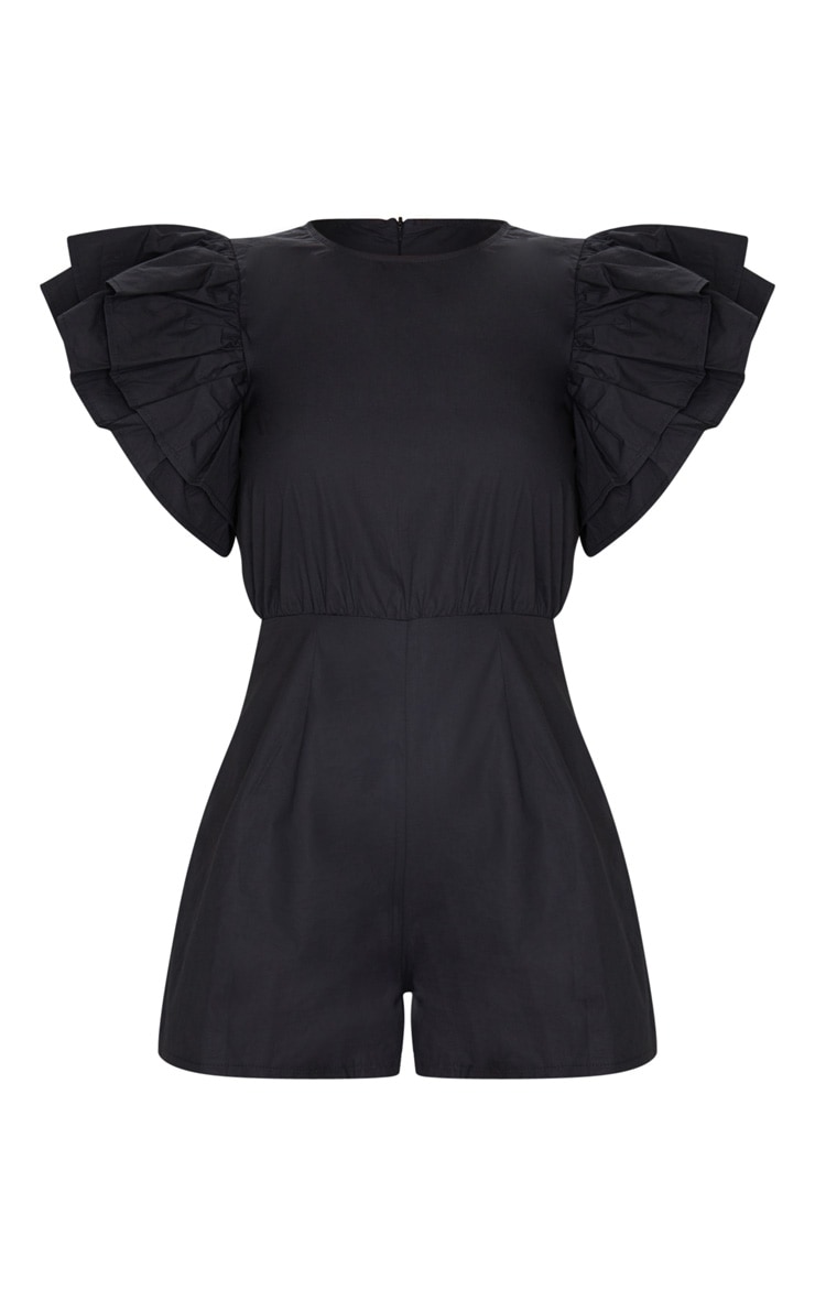 Black Frill Sleeve Woven Playsuit image 5