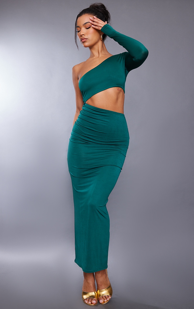 Green One Shoulder Cut Out Simple Party Dress, DP2243