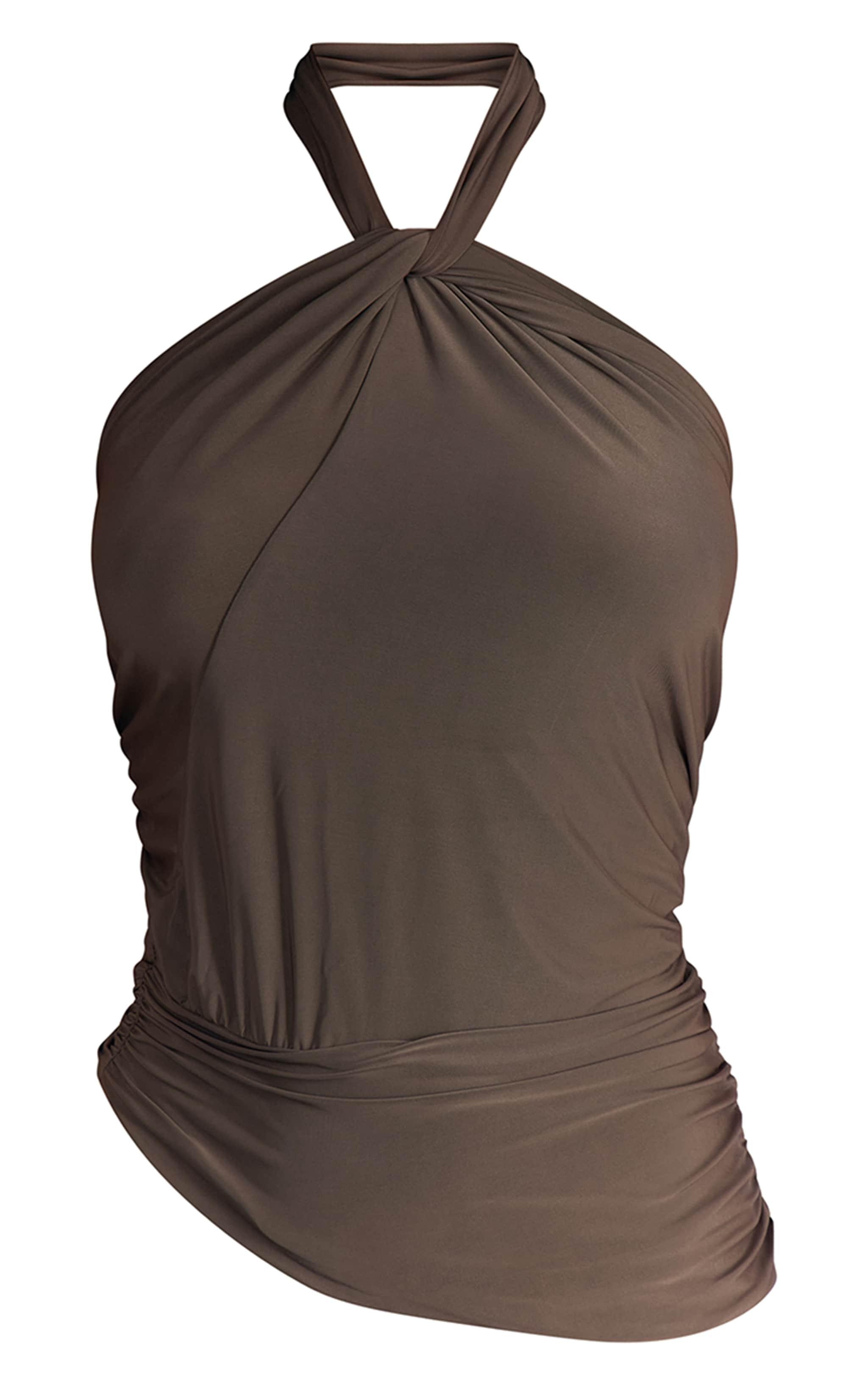 Deep Taupe Double Slinky Twist Halter Top image 5