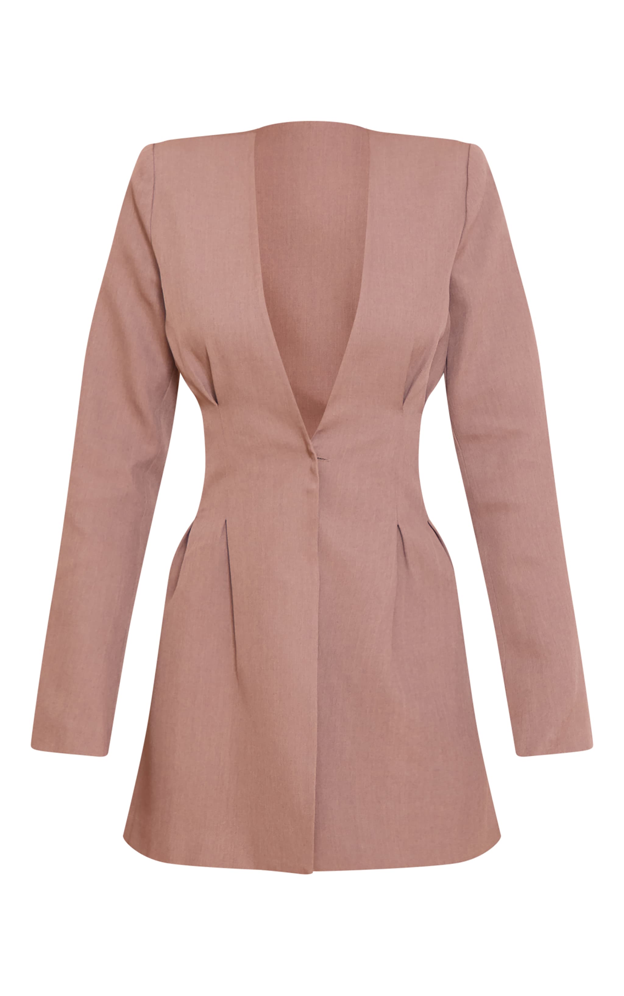 Mushroom Woven Pleated Shift Blazer Dress image 5