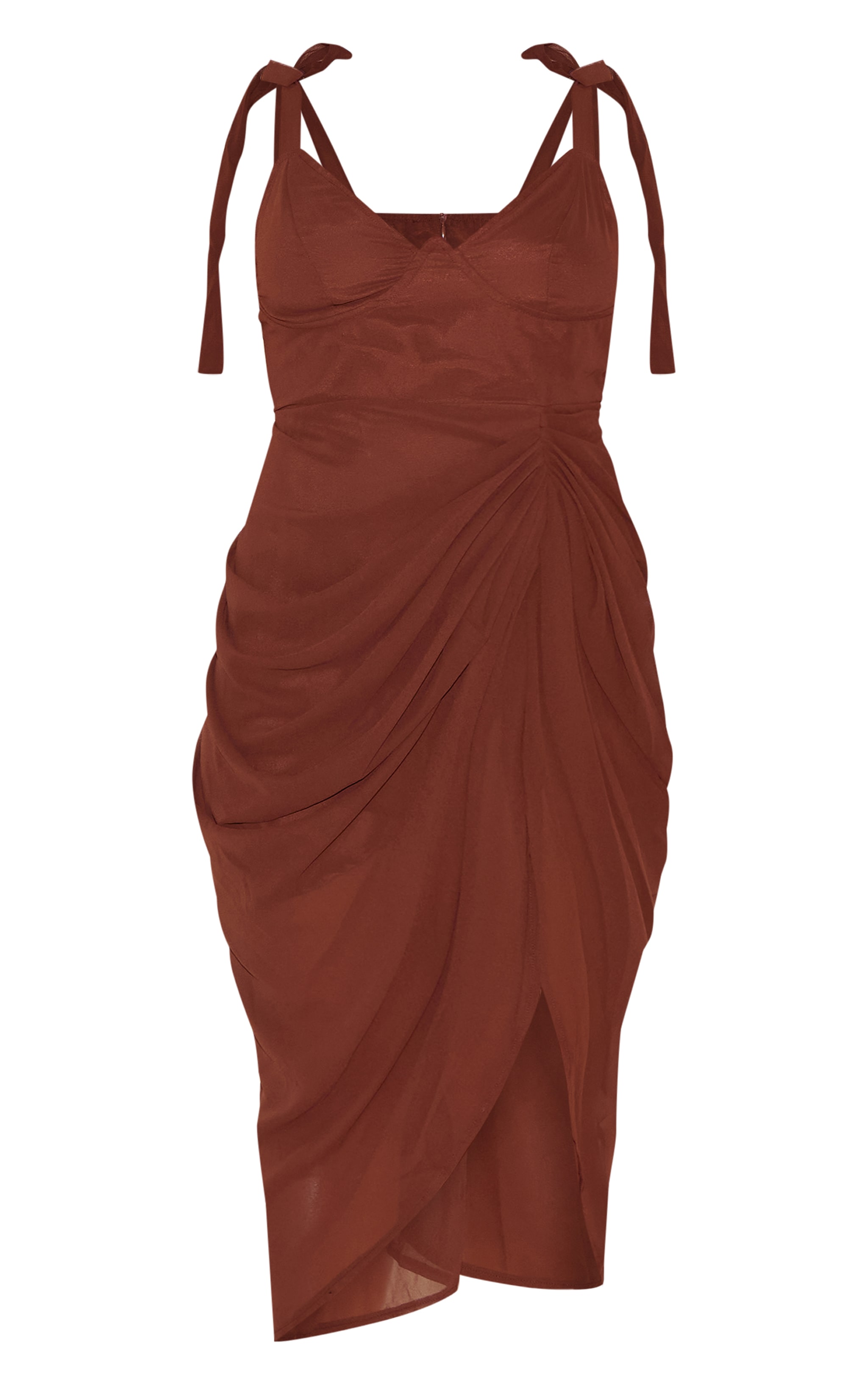 Plus Chocolate Underwire Detail Draped Midi Dress image 5