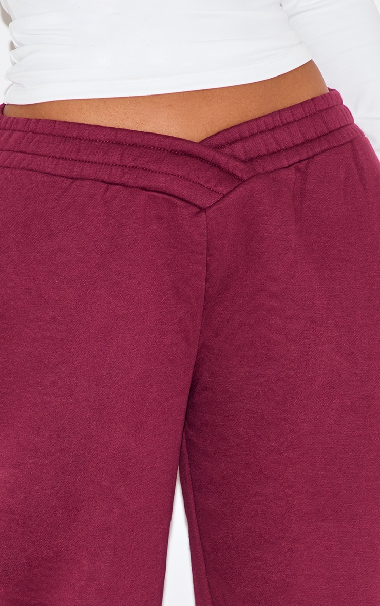 Shape Burgundy V Waist Pin Tuck Cuffed Sweatpants image 4
