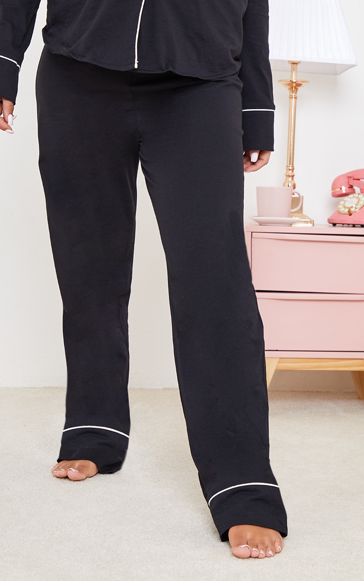 Maternity Black Wide Leg PJ Trousers image 2