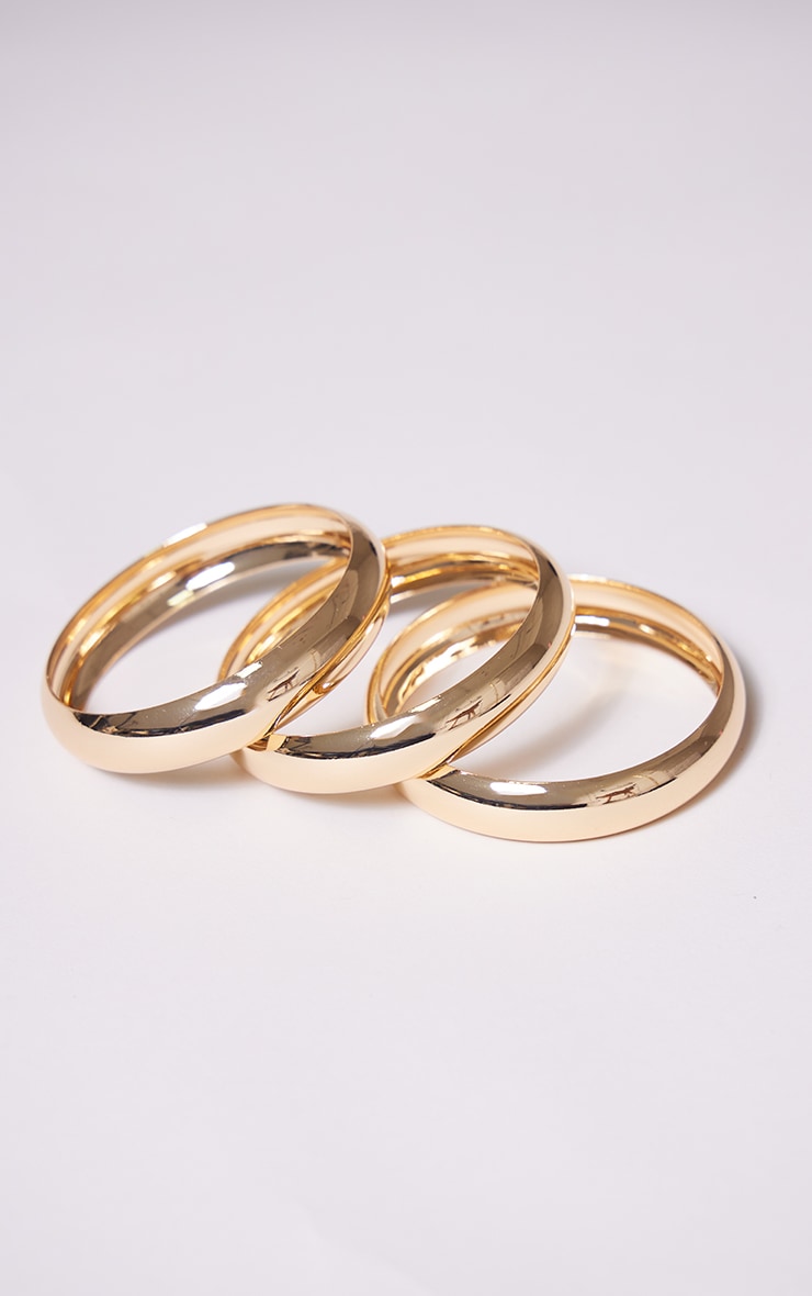 Gold Chunky Bangle 3 Pack image 1