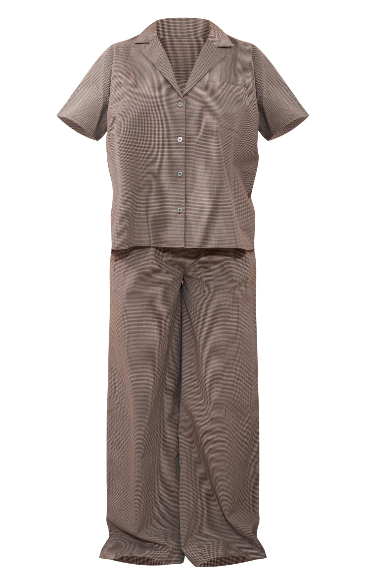 Grey Cotton Check Trouser & T Shirt Pj Set PrettyLittleThing