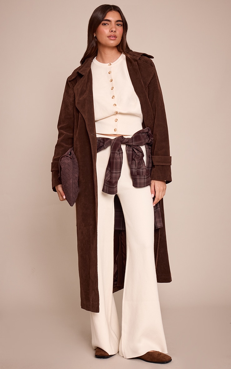 Cream Compact Knit Placket Detail Cardigan  image 3