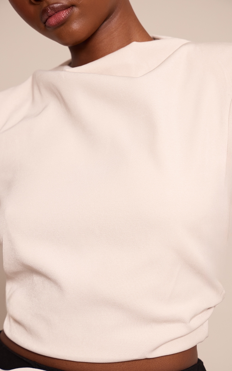 Stone Woven Shoulder Pad Detail Long Sleeve Top image 4