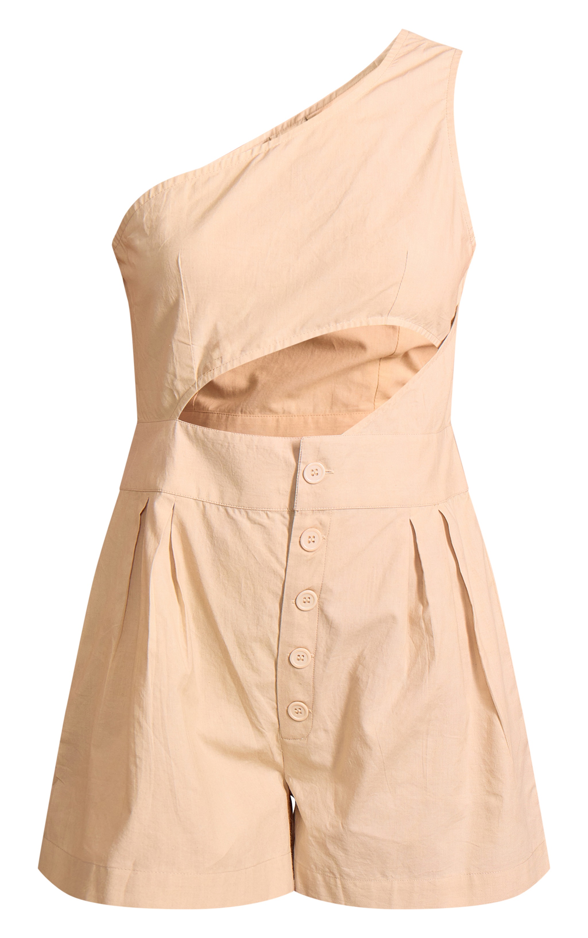  Oatmeal One Shoulder Cut Out Romper image 5