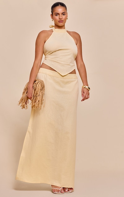 Plus Butter Cream Embroidered Maxi Skirt