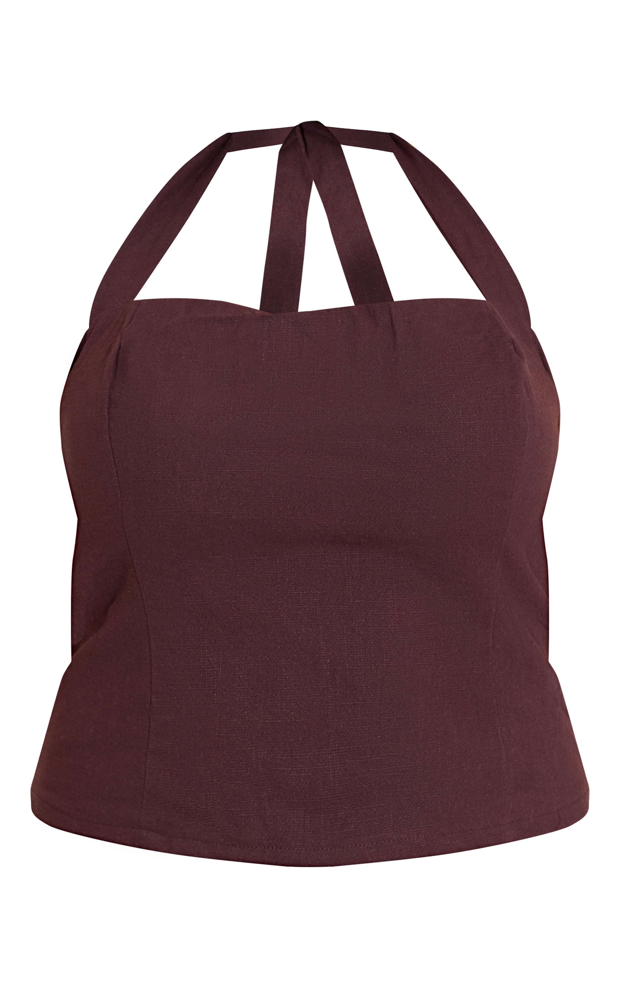 Plus Deep Chocolate Premium Linen Halterneck Top image 5