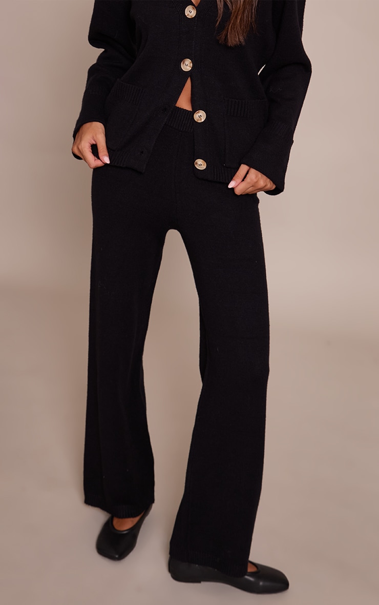 Black Wide leg Knit Pant image 2