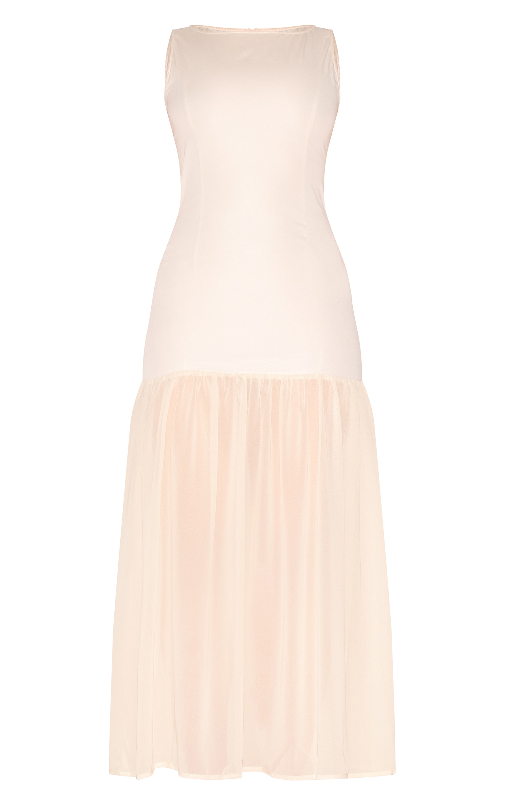 Shape Cream Boat Neck Dropped Waist Maxi Dress image 5