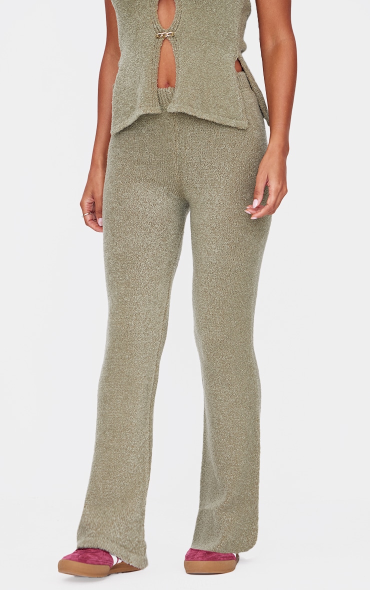 Olive Soft Bobble Knit Wide Leg Pants image 2