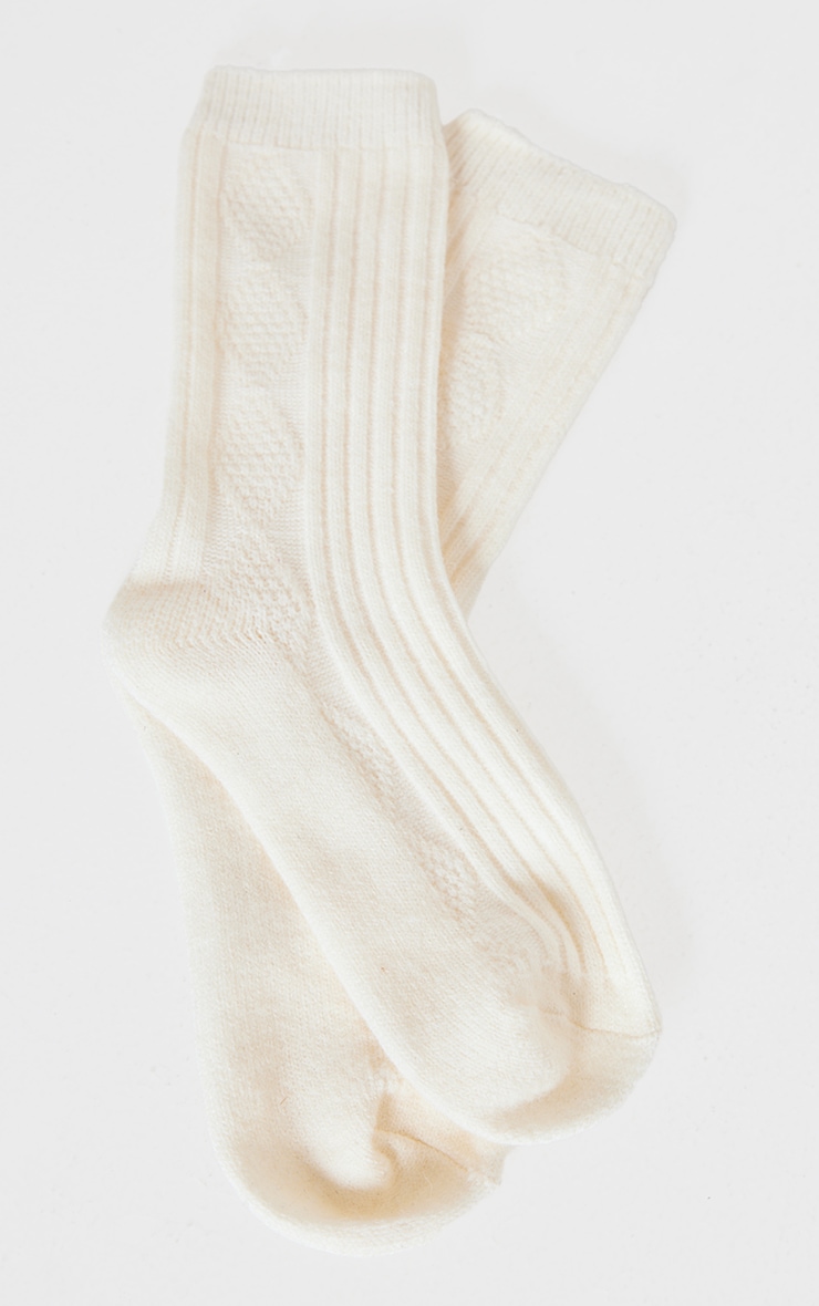 Cream Cable Knit Ankle Socks image 3