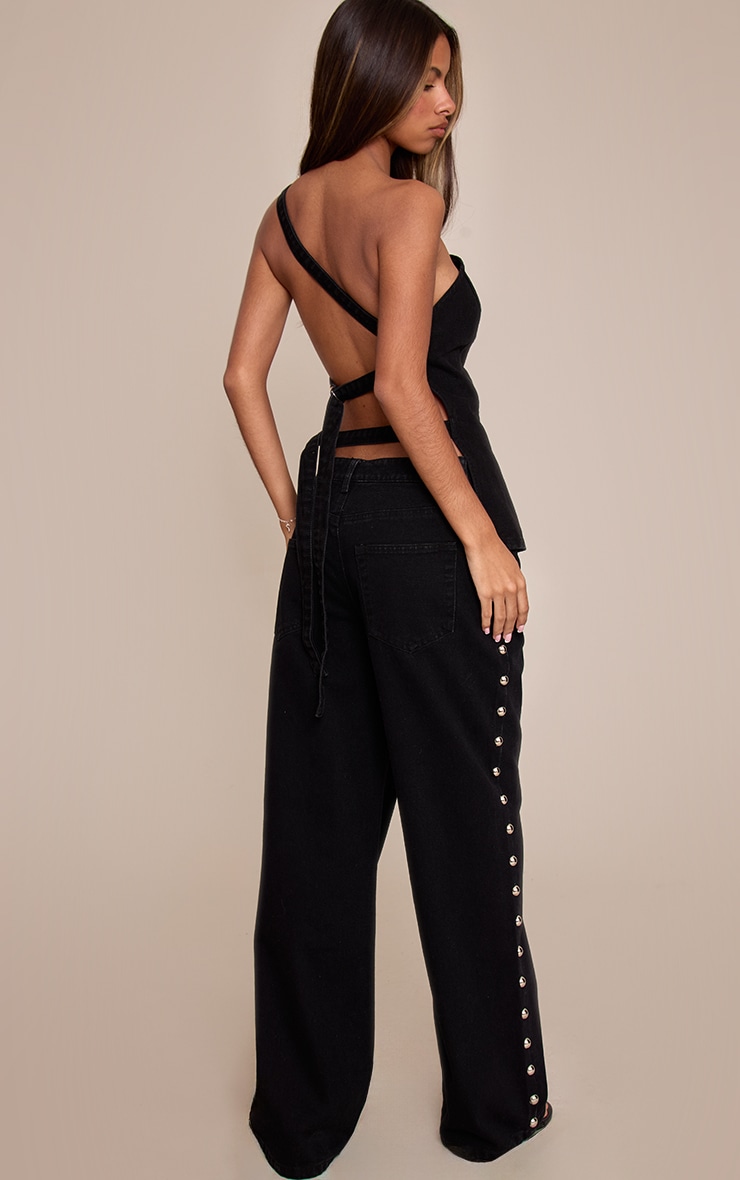 Petite Black Studded Mid Rise Jeans image 3