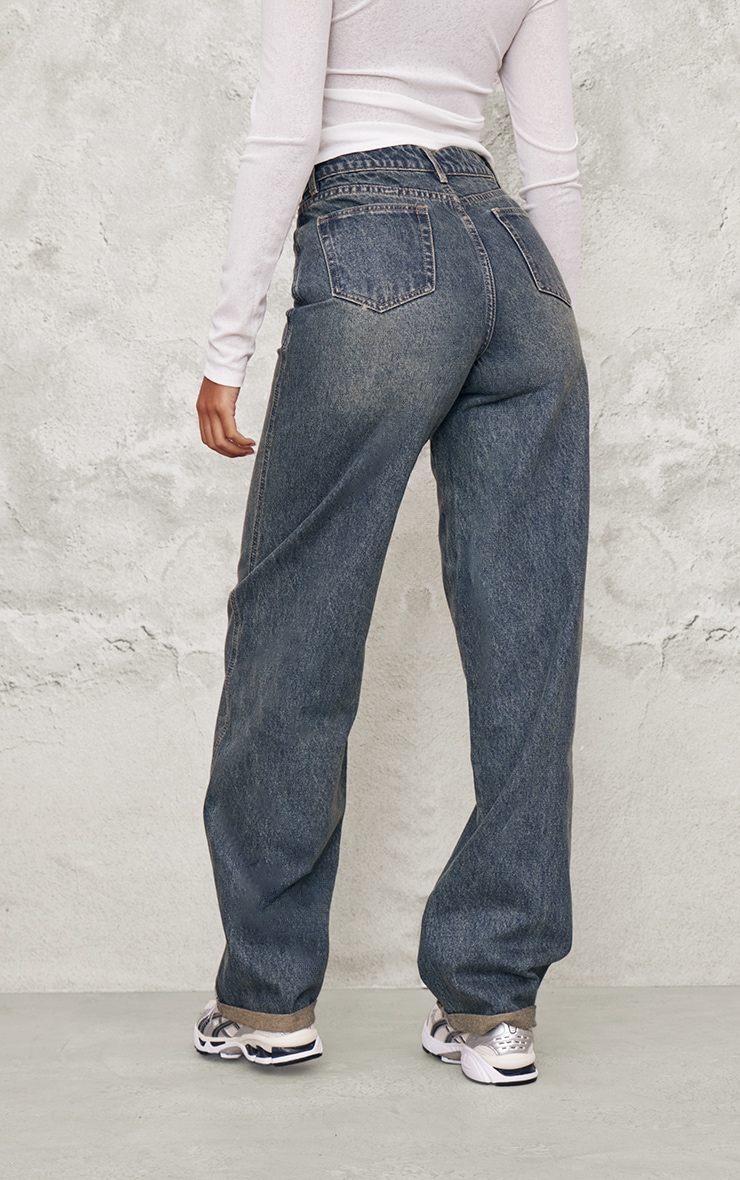 Tall Vintage Wash High Waist Turn Up Hem Barrel Style Jeans image 3