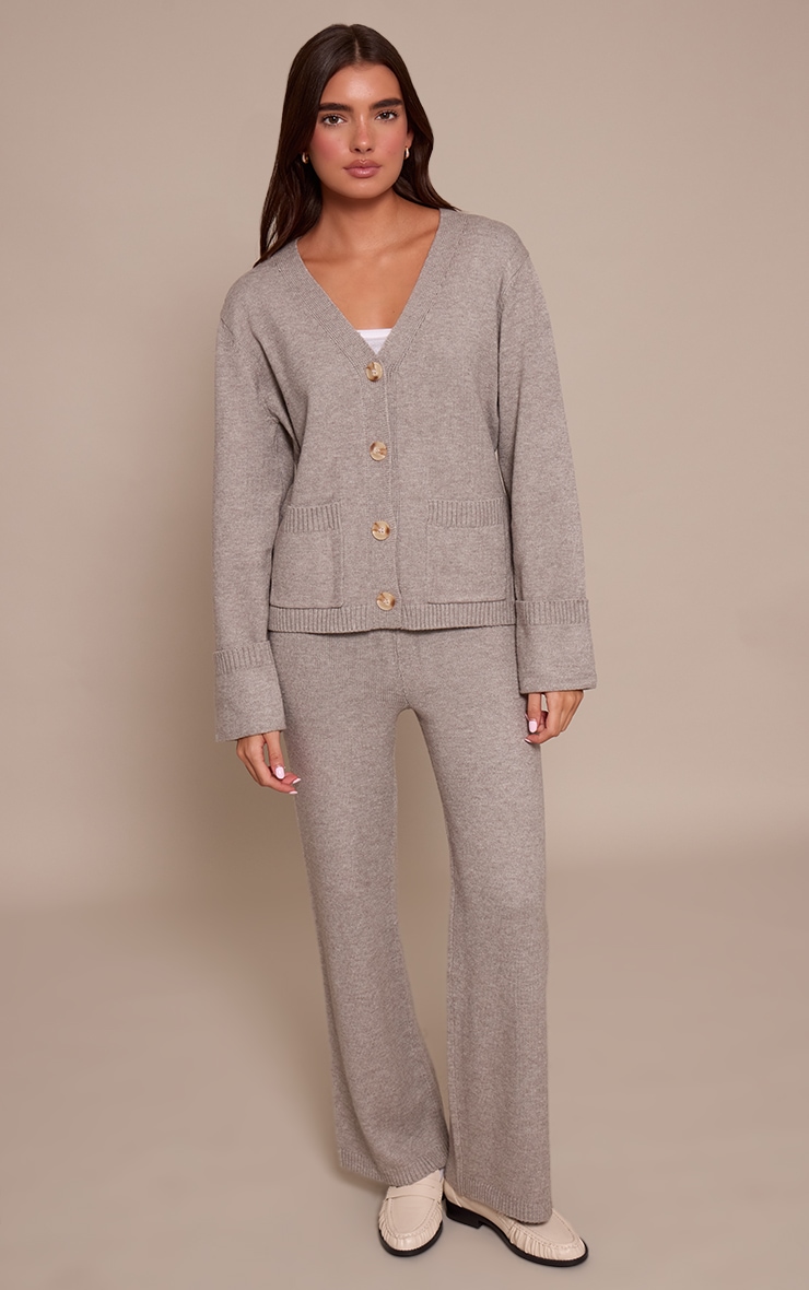 Soft Grey Wide leg Knit Pant image 1