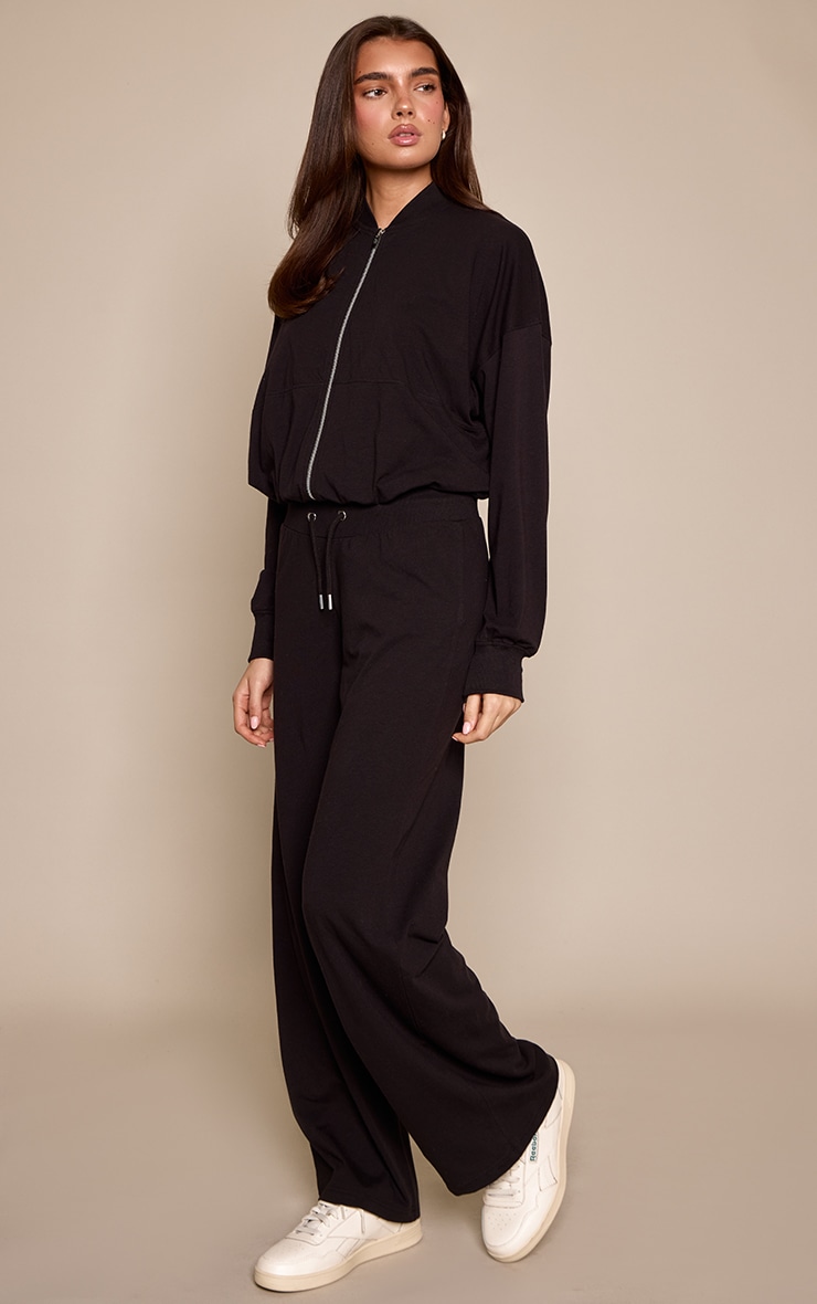 Black Casual Straight Leg Trousers image 2