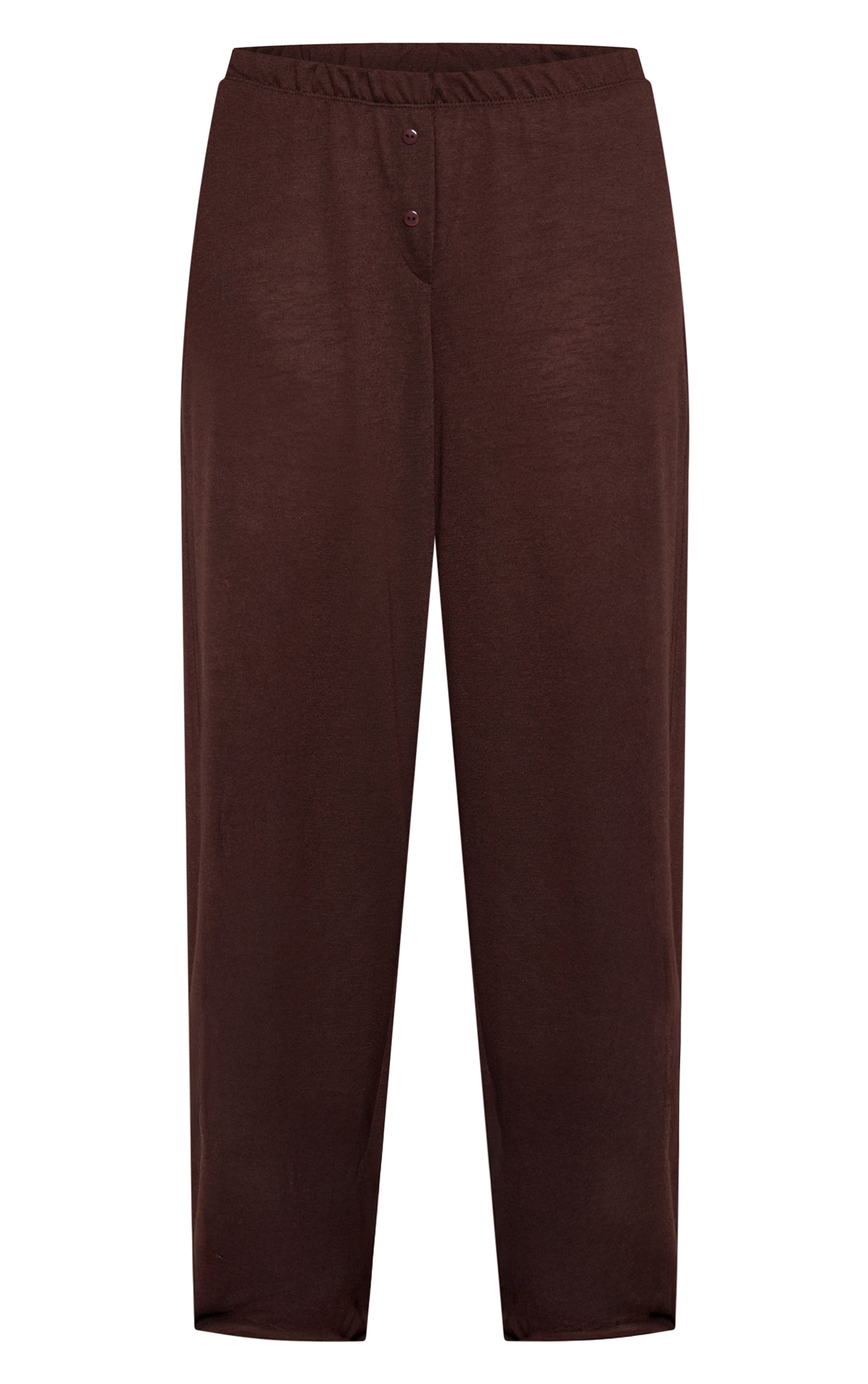 Dark Chocolate Marl Slub Jersey Button Detail Wide Leg Trouser image 5