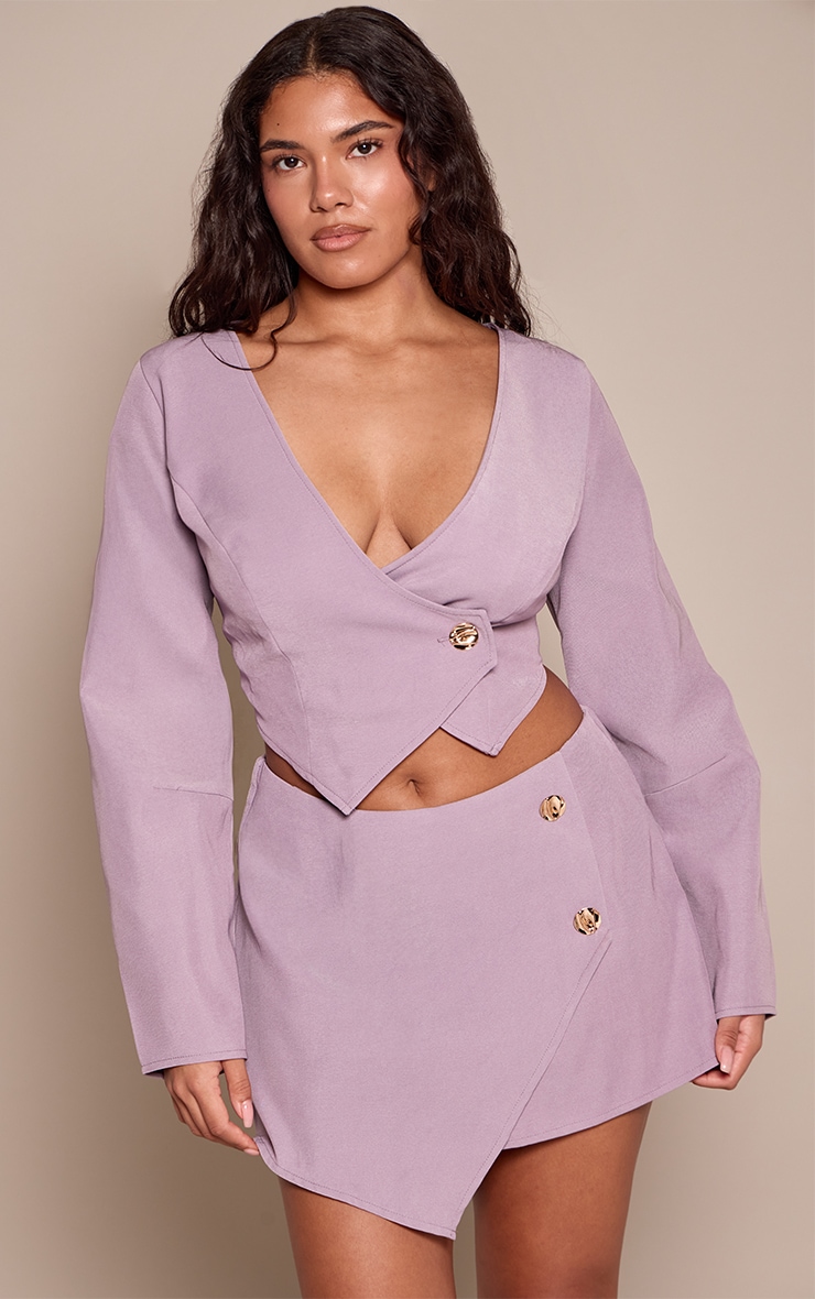 Shape Lilac Asymmetrical Hammered Button Skort image 4