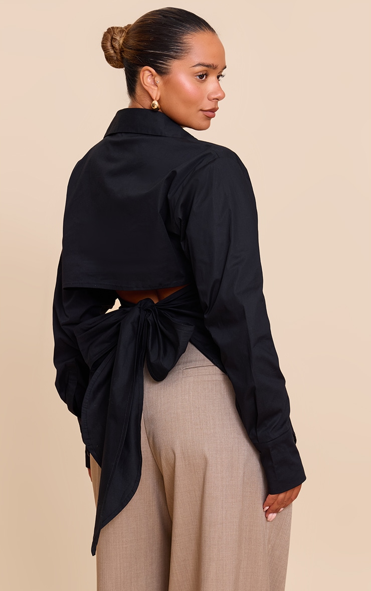 Shape Black Button Front Tie Back Shirt image 1