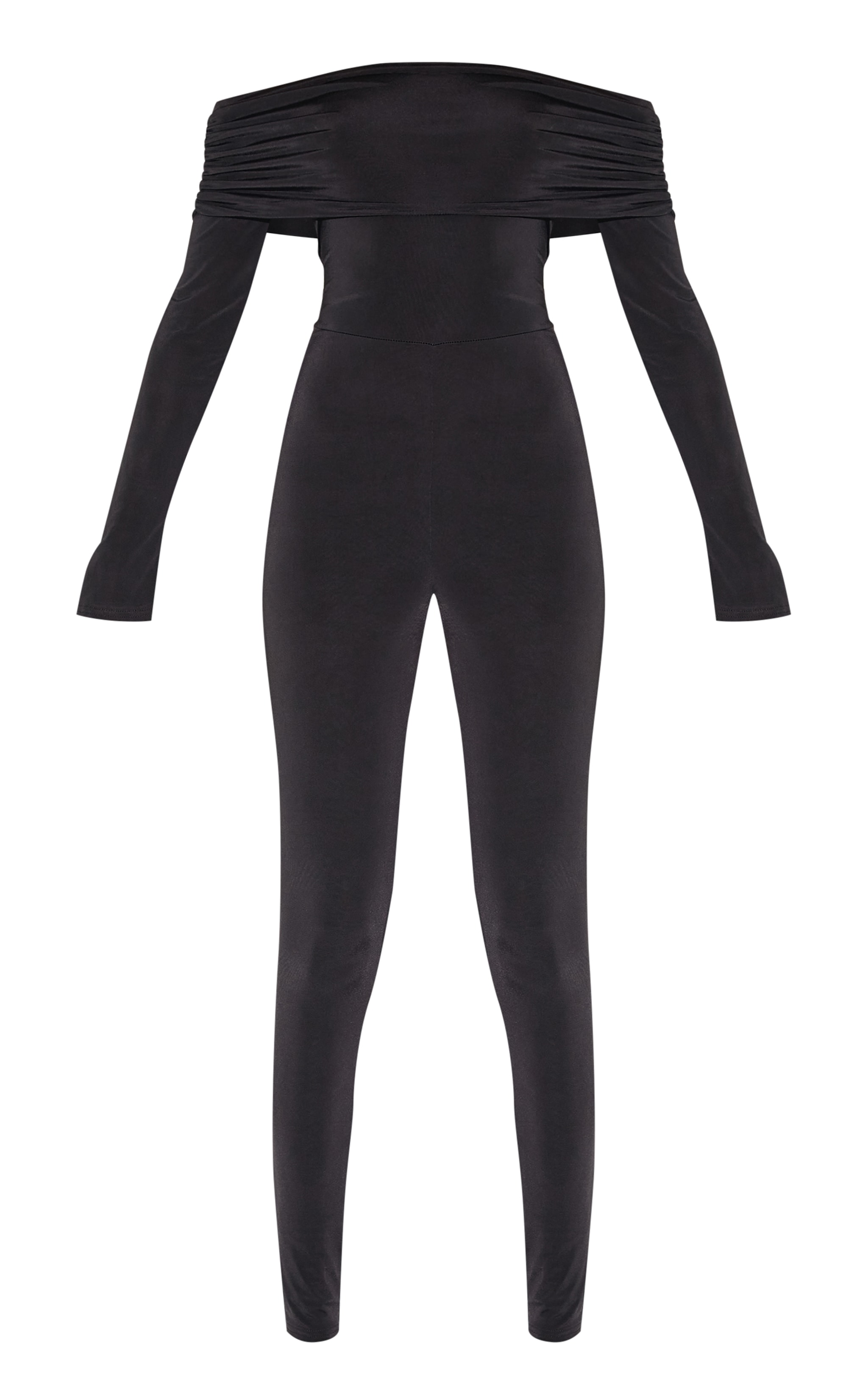 Combinaison skinny moulante doublée noire à col bardot image 5