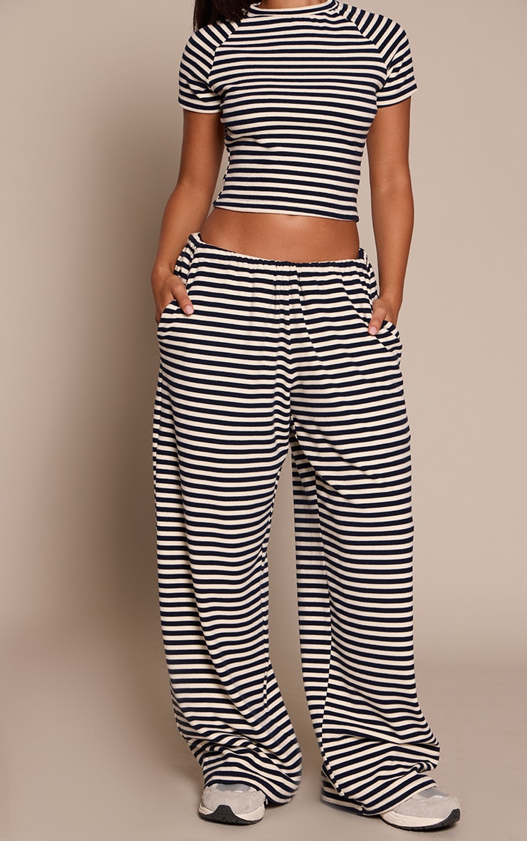 Petite Multi Striped Soft Fleece Straight Leg Joggers image 2