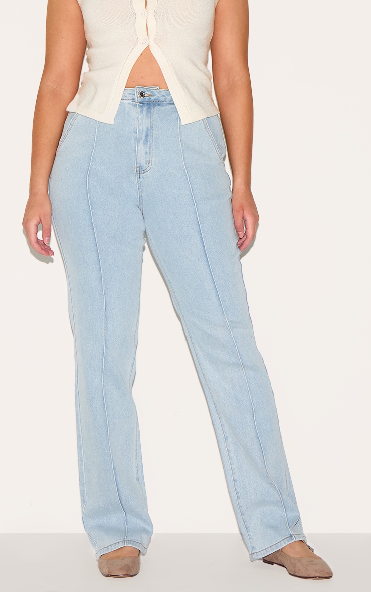 Shape Light Blue Stretch Denim Highwaisted Pintuck Adjustable Back Detail Jeans image 2