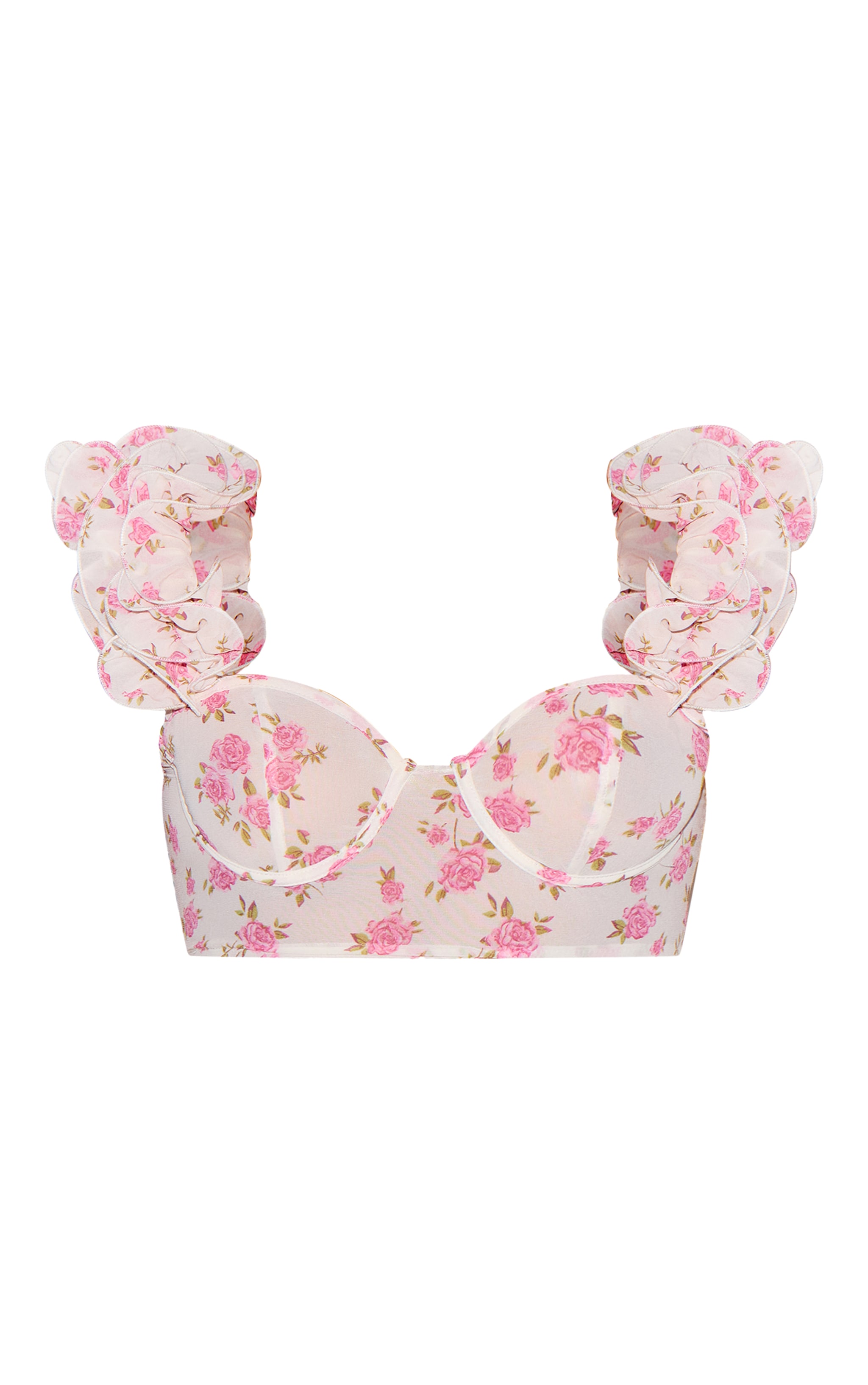 Petite Multi Floral Ruffle Crop Top image 5
