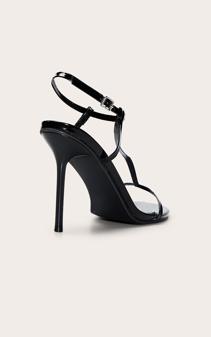 Black Crinkle Cage Heeled Sandal image 4