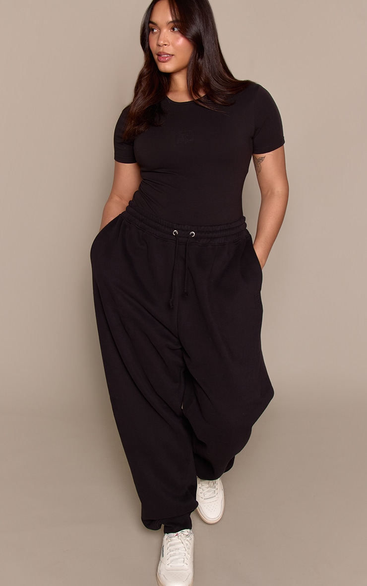 Plus Black Embossed Logo Sweatpants image 2