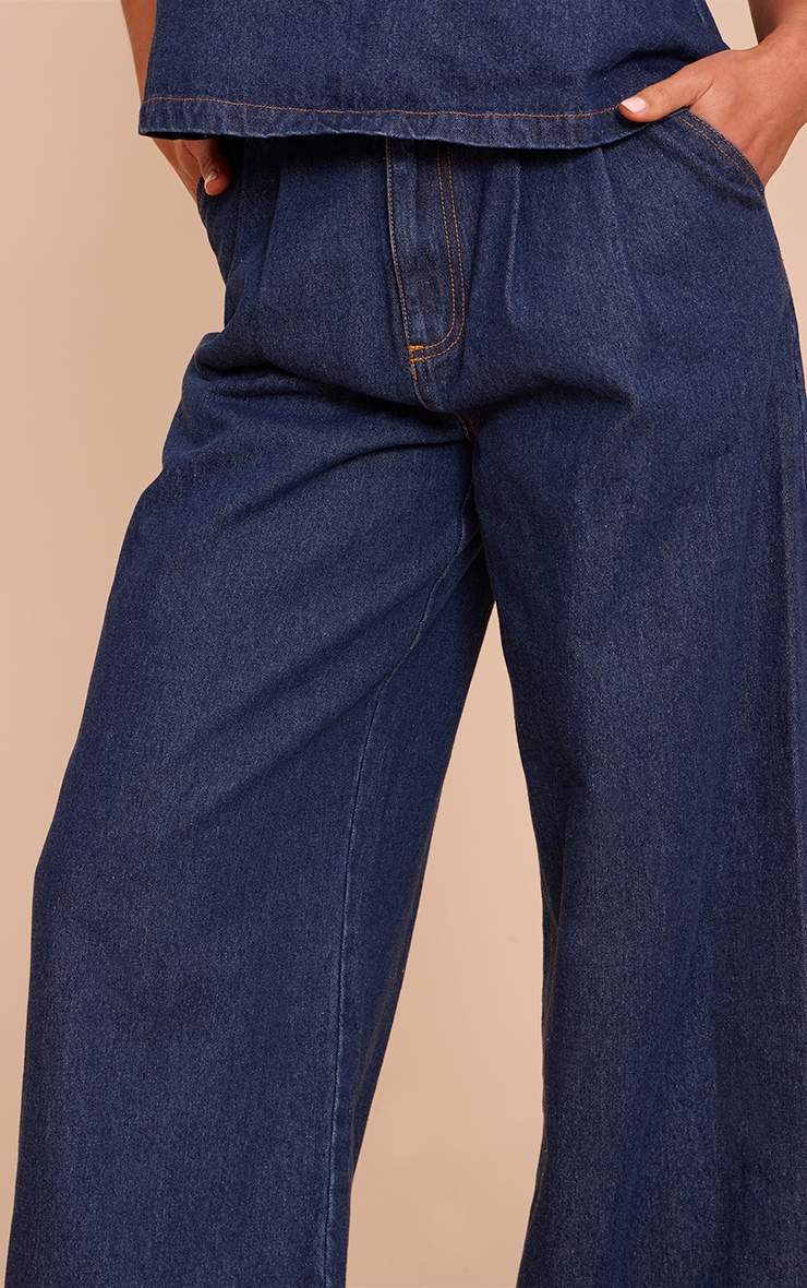 Tall Indigo Pleated Wide Leg Jeans image 4