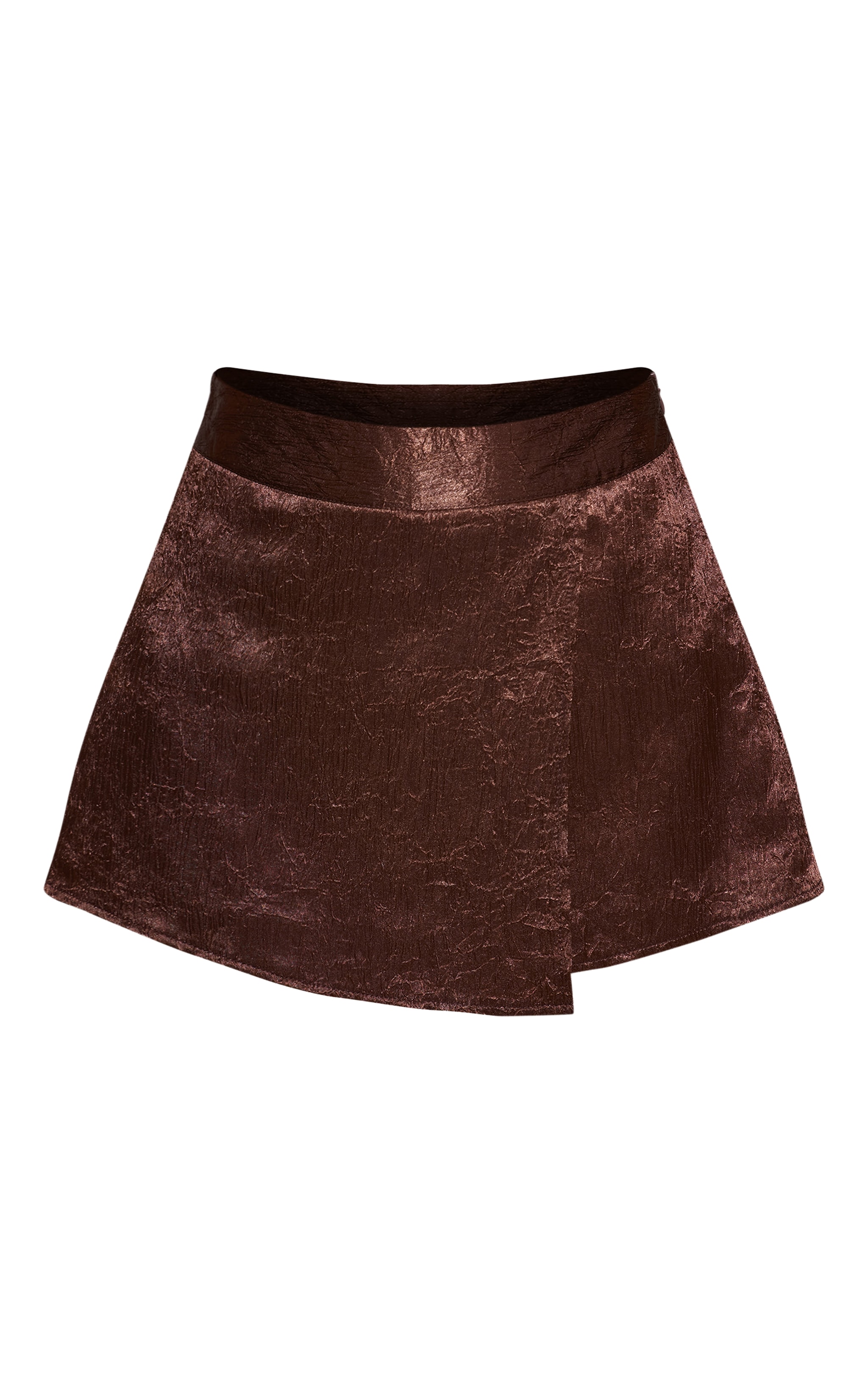Chocolate Textured Satin Floaty Skort image 6