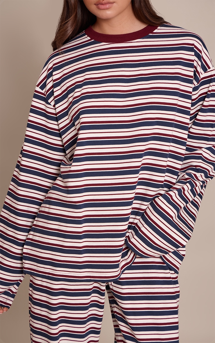 Burgundy Striped Long Sleeved Top image 4