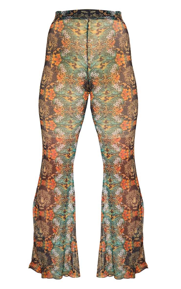 Tropical Leopard Mesh Beach Flare PrettyLittleThing QA