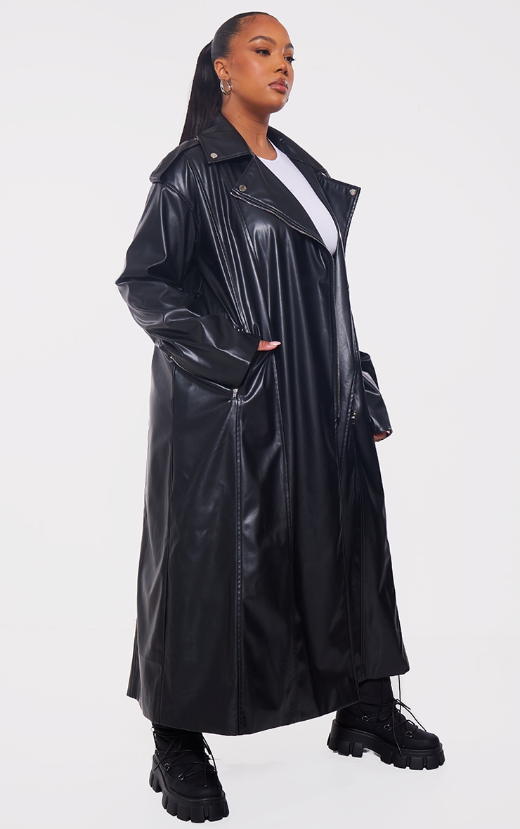 Maxi faux leather hot sale coat