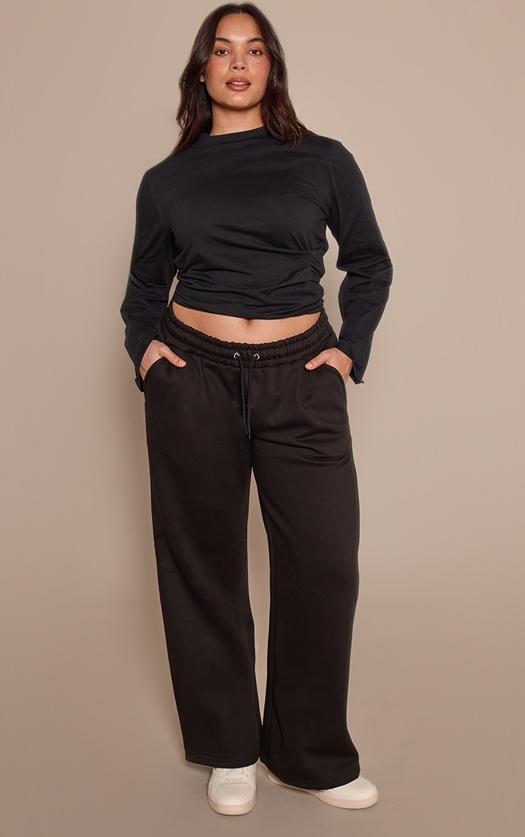  Plus Wide Leg Black Joggers image 1