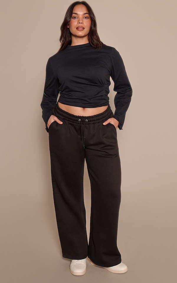  Plus Wide Leg Black Joggers